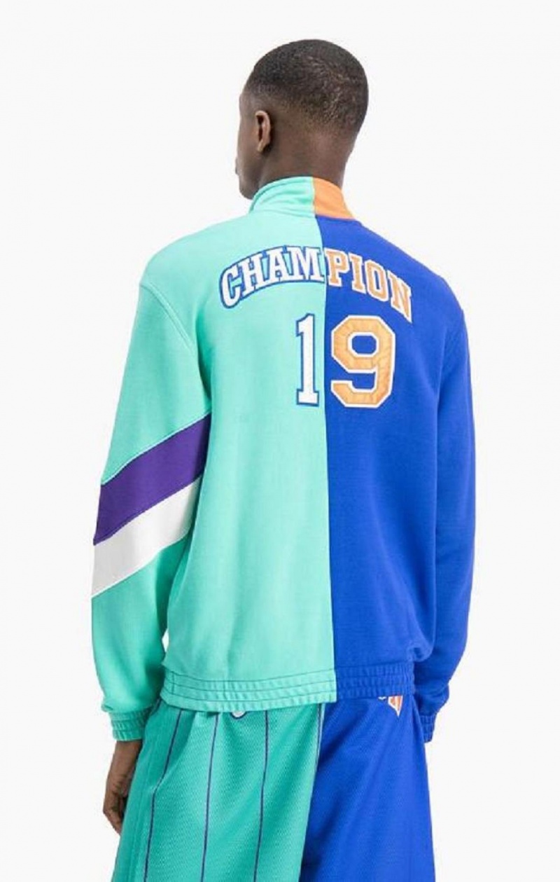 Champion NBMIX Patchwork \'Champion 19\' Basketball Jacket Férfi Kabát Kék | 7412-JUGXQ