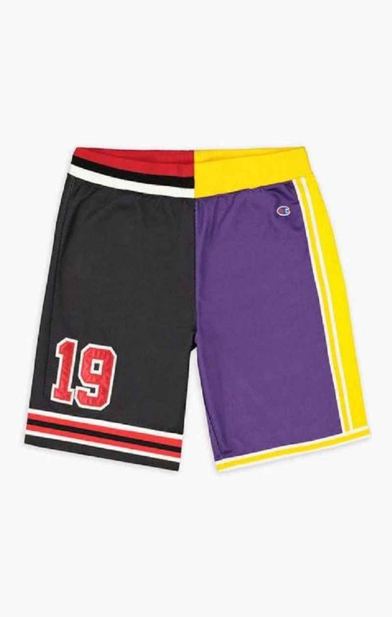 Champion NBMIX Patchwork 'Champion 19' Basketball Shorts Férfi Rövidnadrág Fekete Lila | 5740-JKRBA