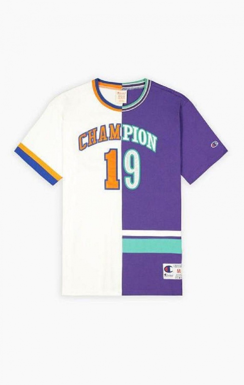 Champion NBMIX Patchwork 'Champion 19' Basketball Férfi Póló Fehér Lila | 6312-HRNAK