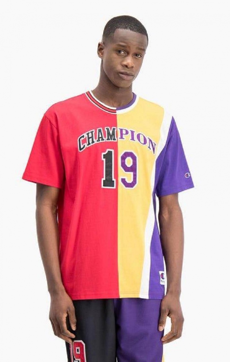 Champion NBMIX Patchwork 'Champion 19' Basketball Férfi Póló Piros | 1604-LSVXD