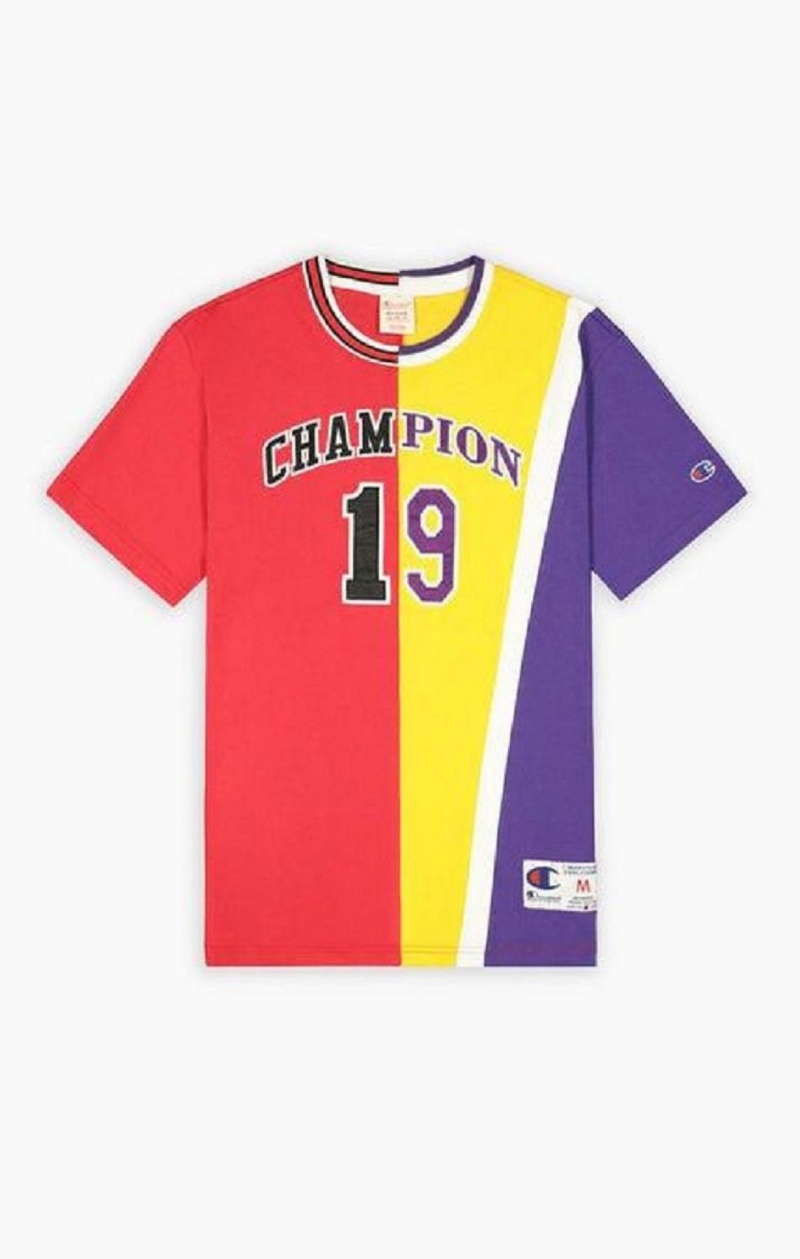 Champion NBMIX Patchwork 'Champion 19' Basketball Férfi Póló Piros | 1604-LSVXD