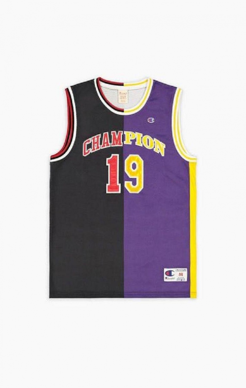 Champion NBMIX Patchwork 'Champion 19' Basketball Férfi Póló Fekete Lila | 2958-ETDBG