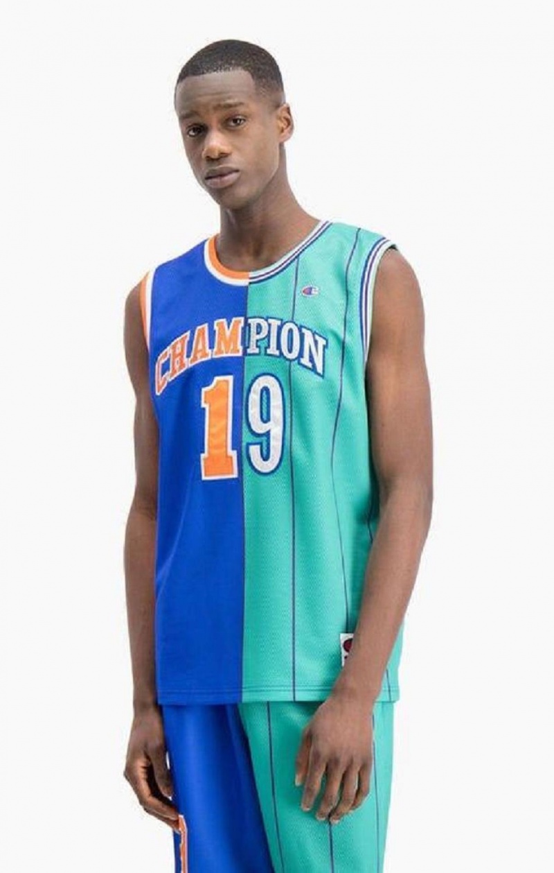 Champion NBMIX Patchwork 'Champion 19' Basketball Férfi Póló Kék | 9853-VINEZ