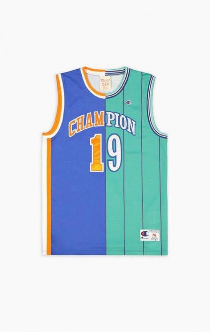 Champion NBMIX Patchwork 'Champion 19' Basketball Férfi Póló Kék | 9853-VINEZ