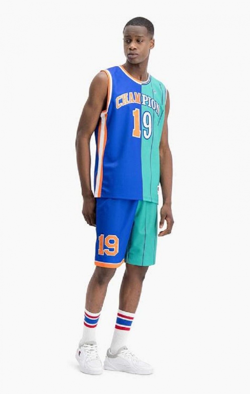 Champion NBMIX Patchwork \'Champion 19\' Basketball Férfi Póló Kék | 9853-VINEZ