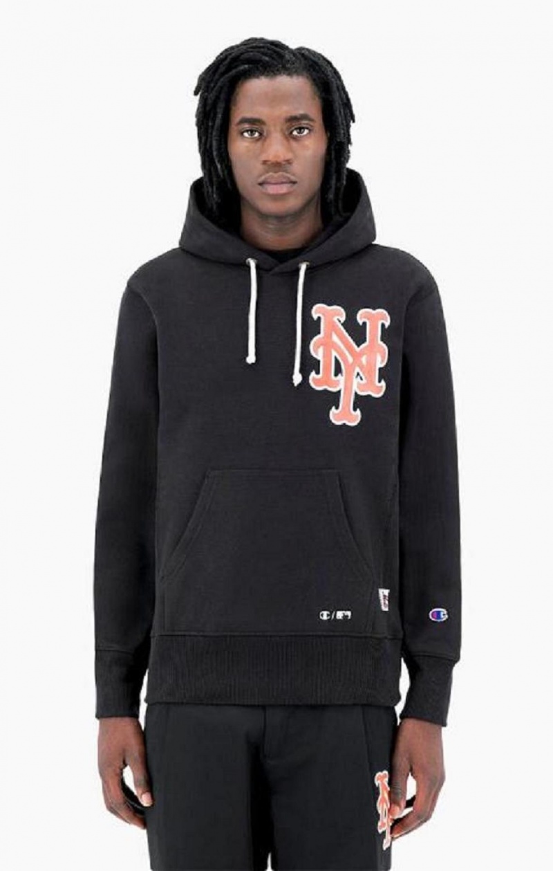 Champion New York MLB Hoodie Férfi Kapucnis Pulóver Fekete | 7824-EDJCO