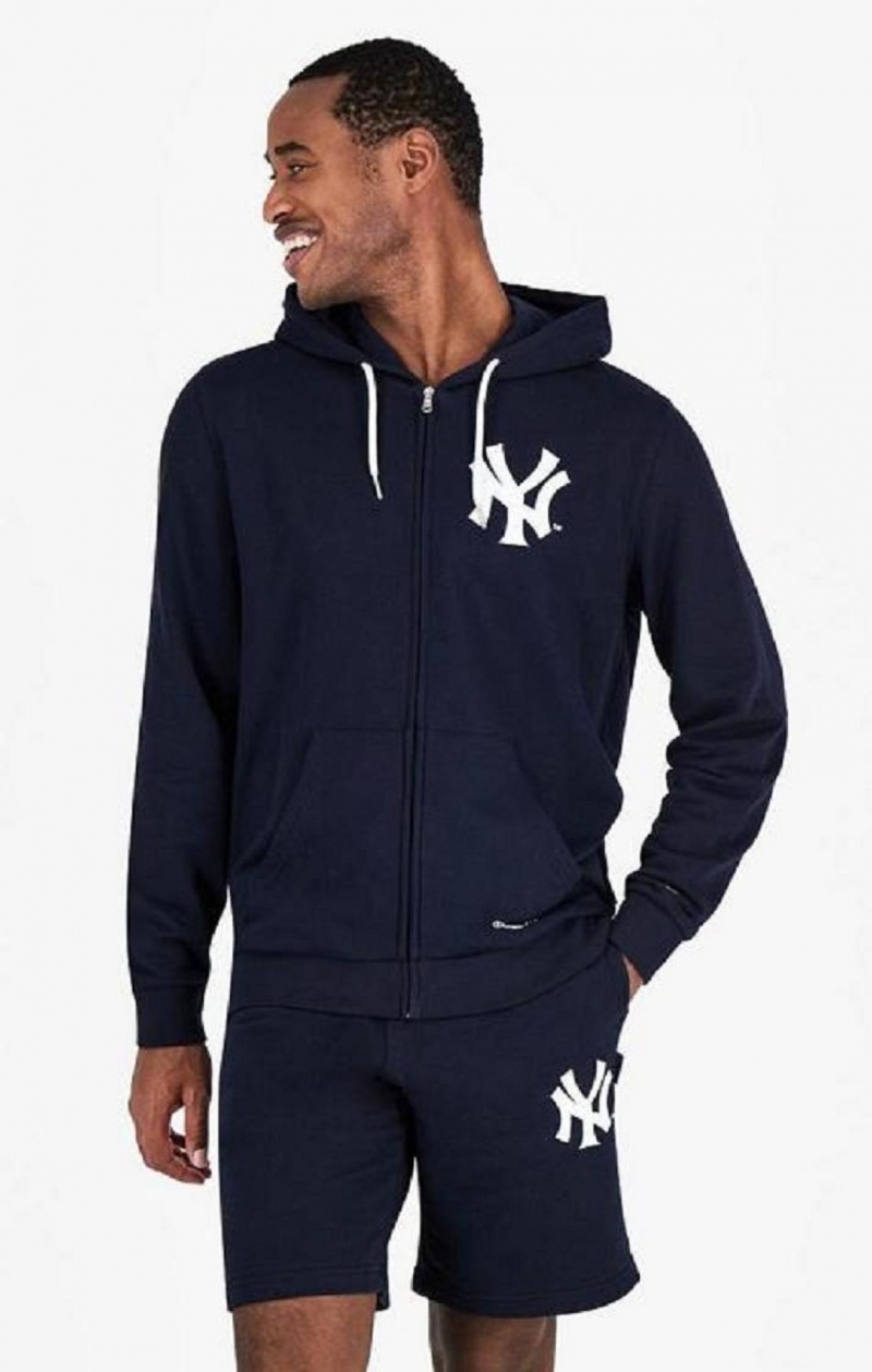 Champion New York MLB Hoodie Férfi Kapucnis Pulóver Sötétkék | 4735-NYDAJ