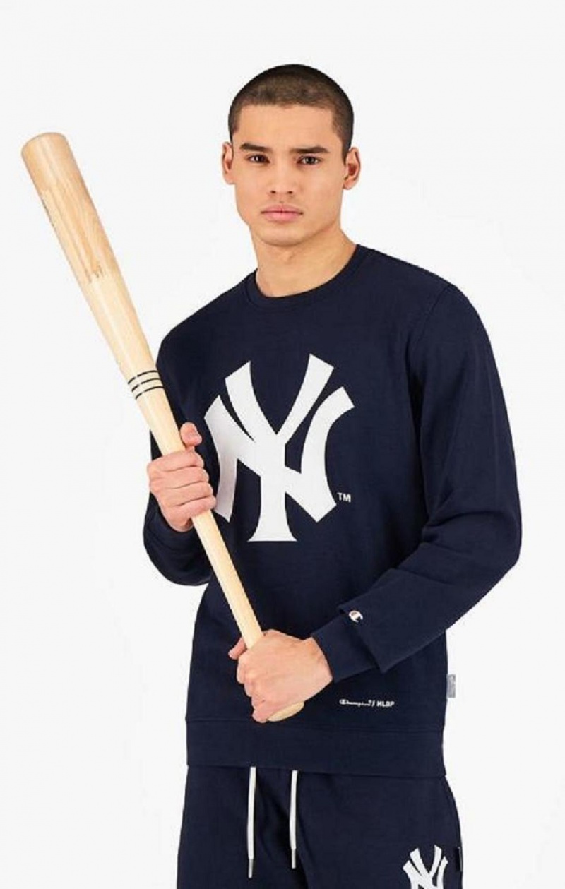 Champion New York MLB Sweatshirt Férfi Pulóverek Sötétkék | 2475-EXRWK