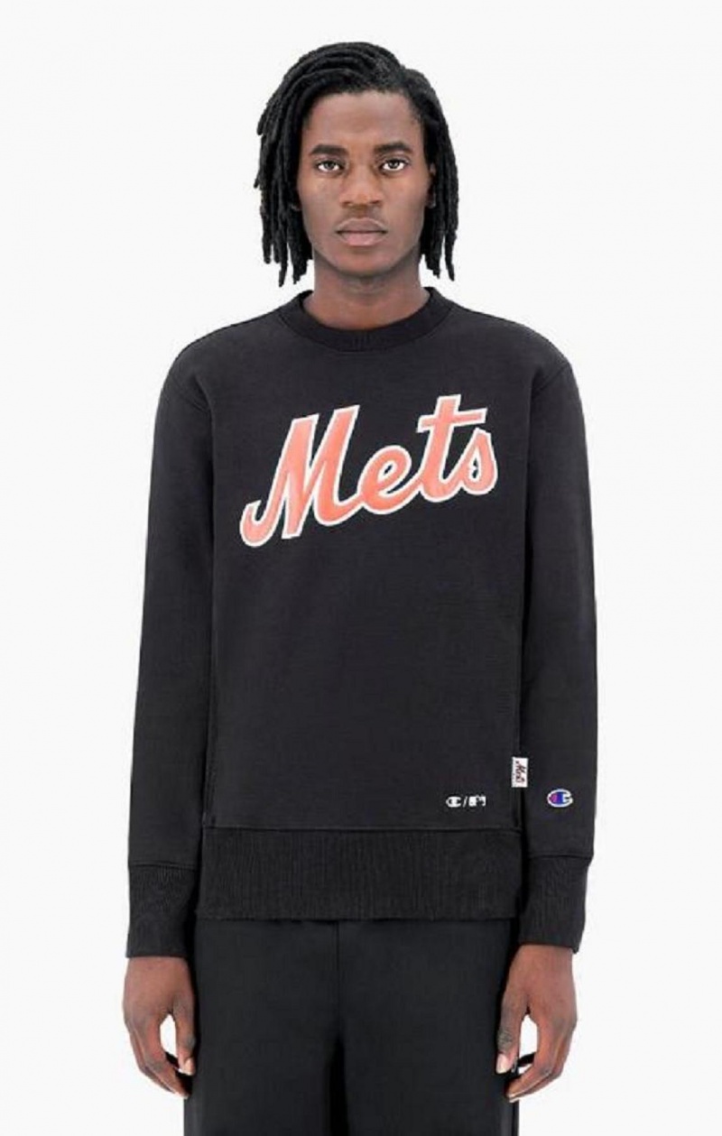 Champion New York MLB Sweatshirt Férfi Pulóverek Fekete | 6089-CTXAY