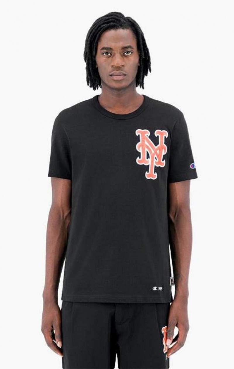 Champion New York MLB T-Shirt Férfi Póló Fekete | 4190-KHTZN