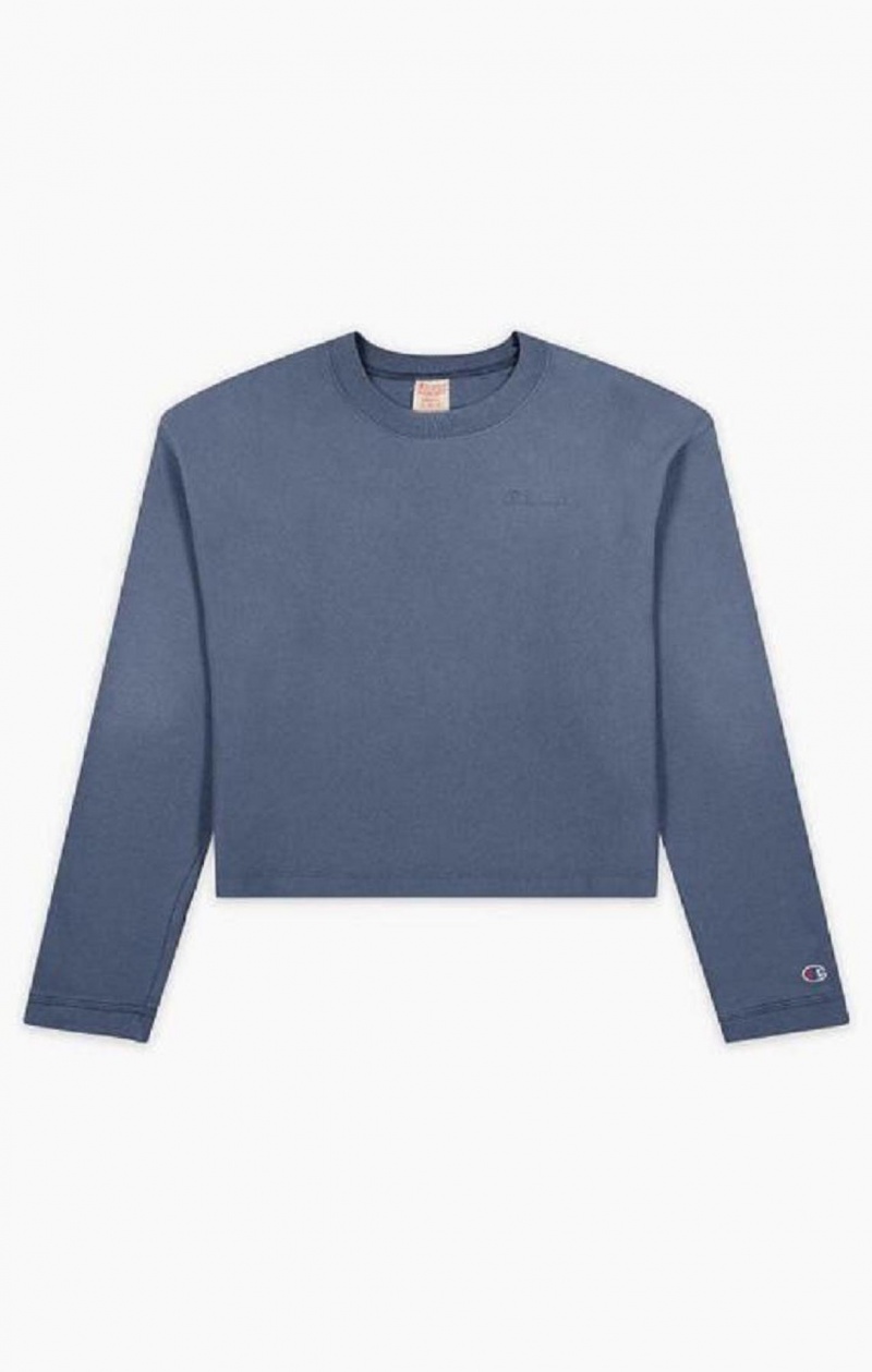 Champion Ombré Wash Cropped Sweatshirt Női Pulóverek Sötéttürkiz | 4605-DFAUL