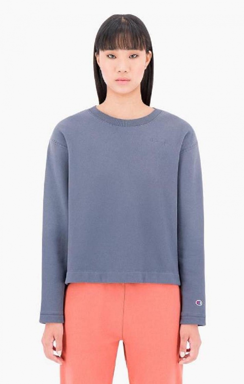 Champion Ombré Wash Cropped Sweatshirt Női Pulóverek Sötéttürkiz | 4605-DFAUL