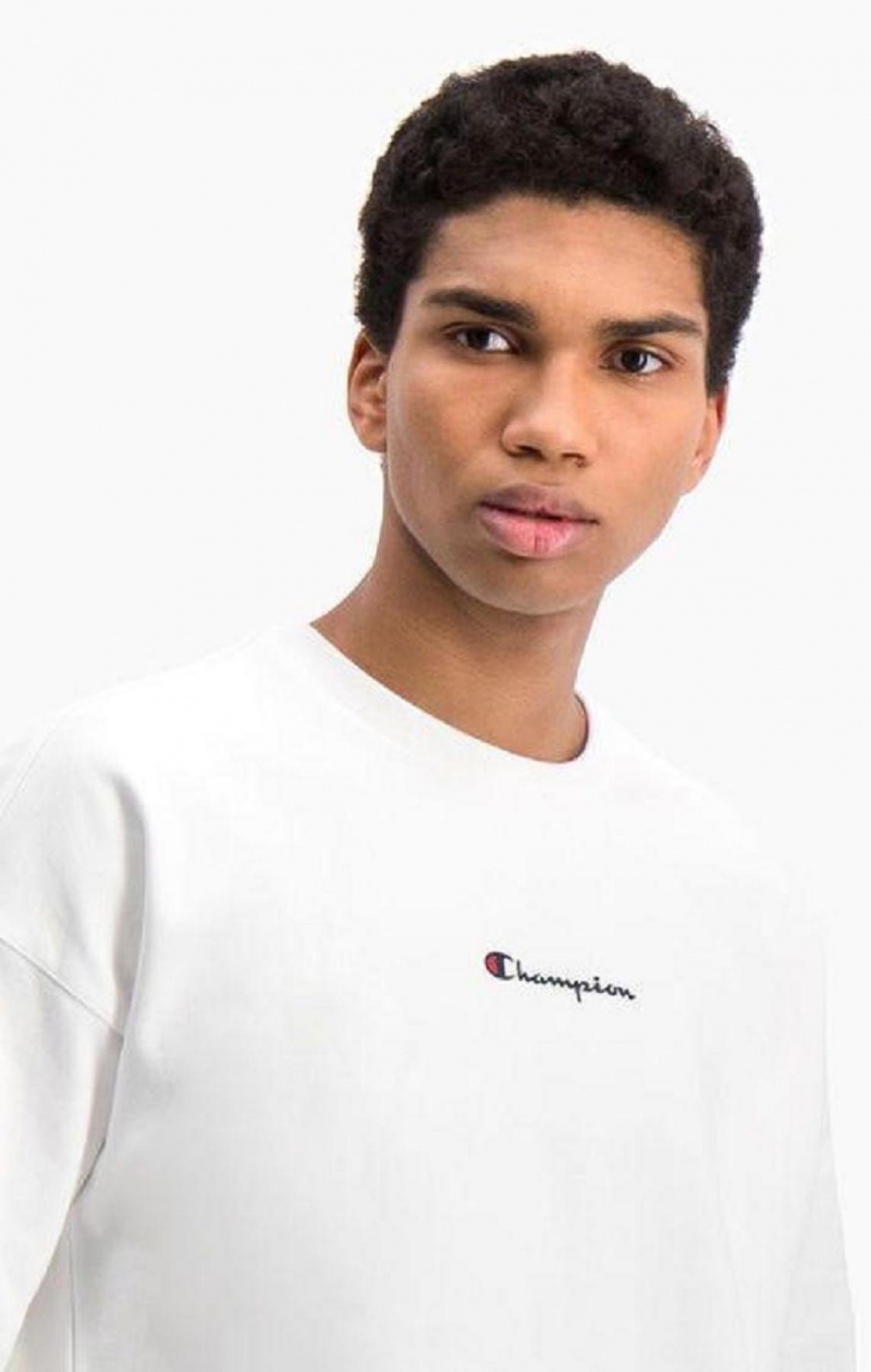 Champion Oversized Script Logo Print Sweatshirt Férfi Pulóverek Fehér | 2901-MASJY