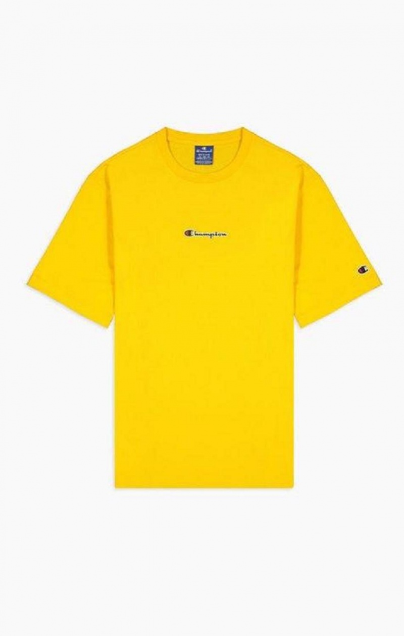 Champion Oversized Script Logo Print T-Shirt Férfi Póló Arany | 2904-SILPU