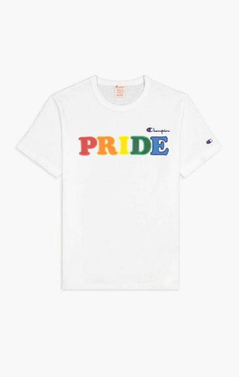 Champion PRIDE C Logo Crew Neck T-Shirt Női Póló Fehér | 8064-MXITY