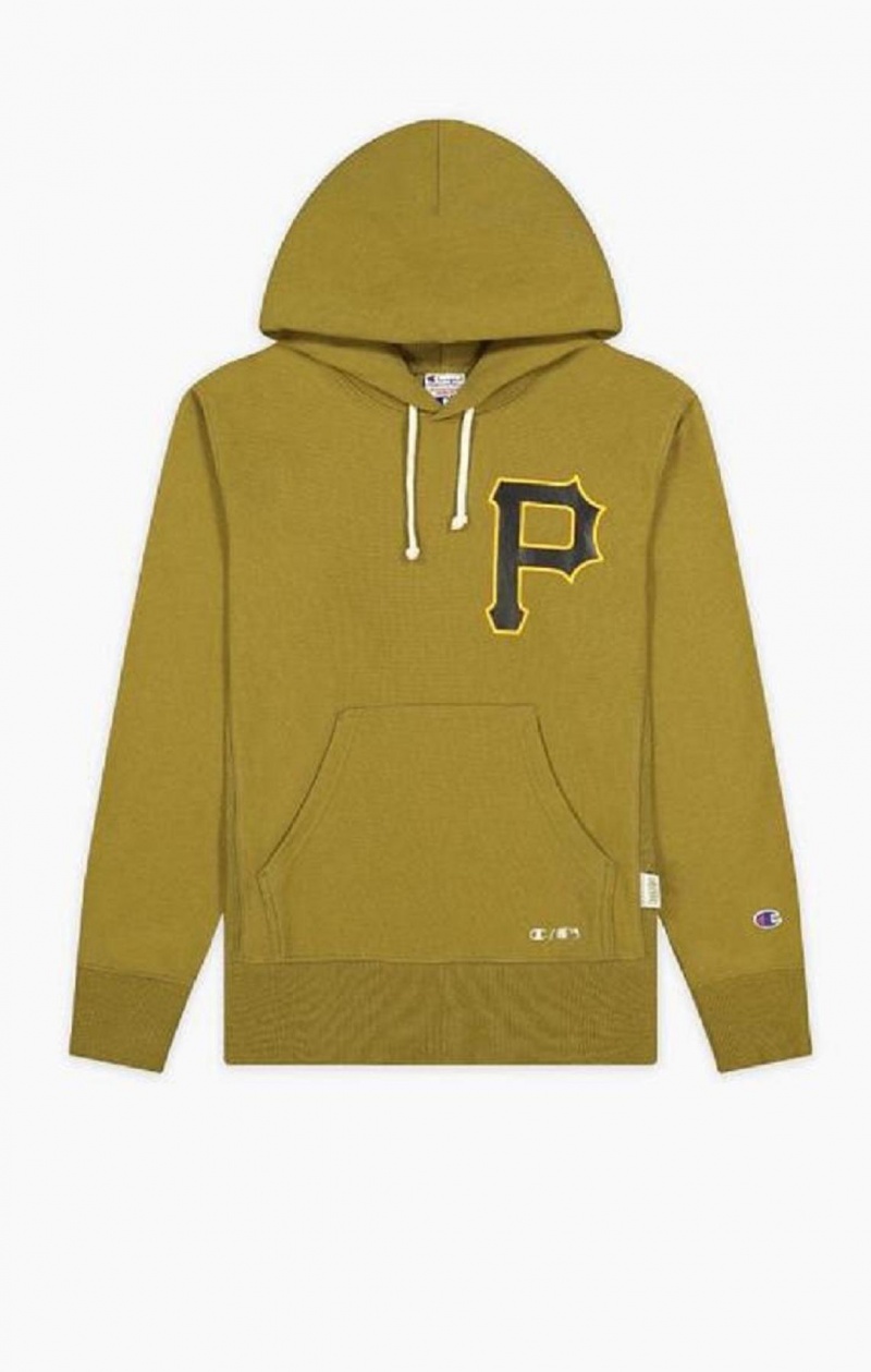 Champion Pittsburgh MLB Reverse Weave Hoodie Férfi Kapucnis Pulóver Olivazöld Zöld | 4721-RALNB