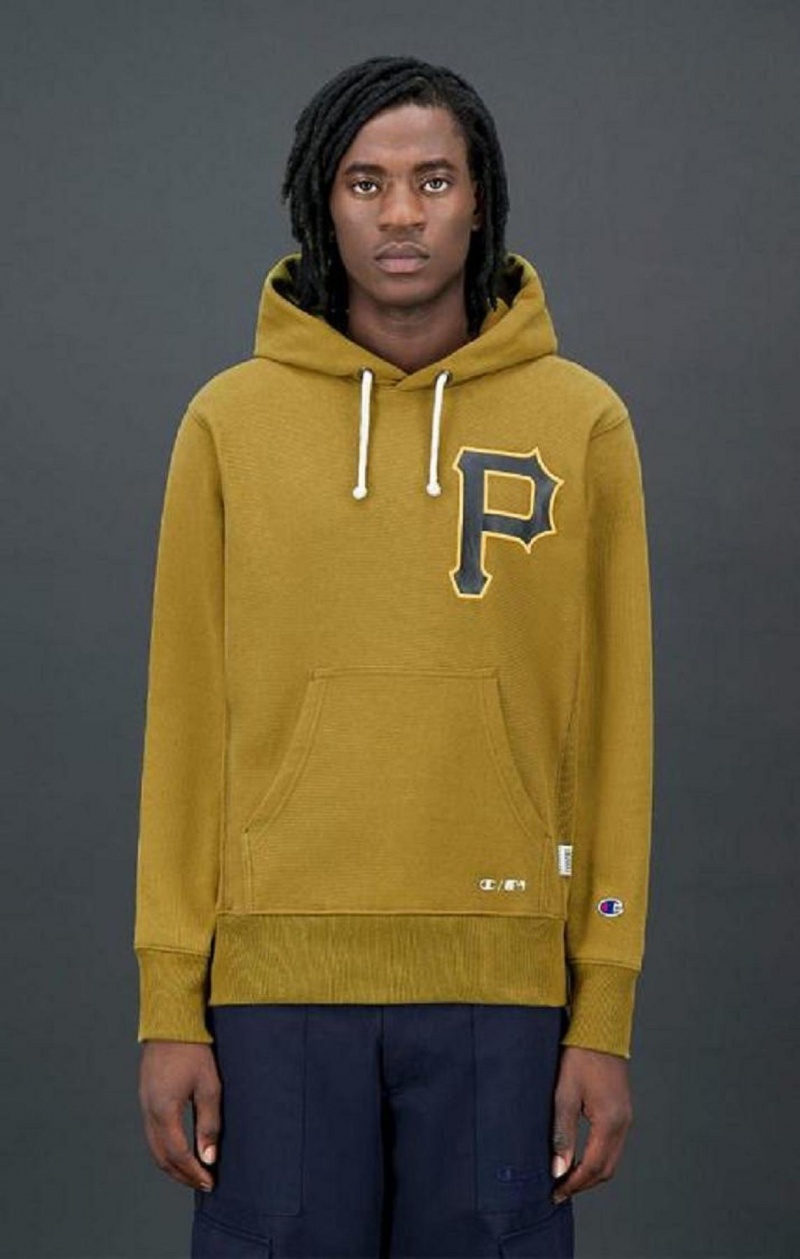 Champion Pittsburgh MLB Reverse Weave Hoodie Férfi Kapucnis Pulóver Olivazöld Zöld | 4721-RALNB