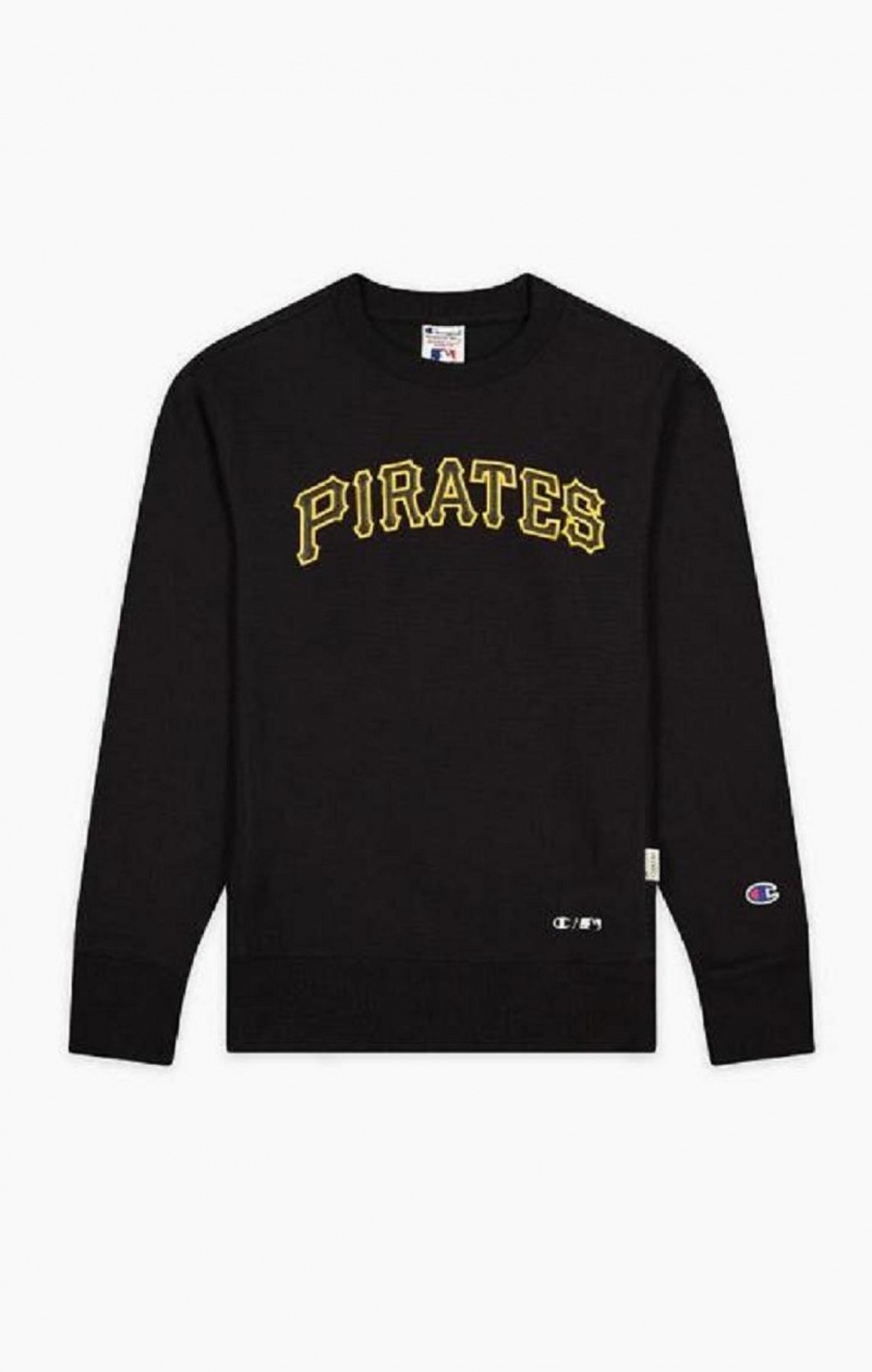 Champion Pittsburgh MLB Reverse Weave Sweatshirt Férfi Pulóverek Fekete | 7239-GEKPL