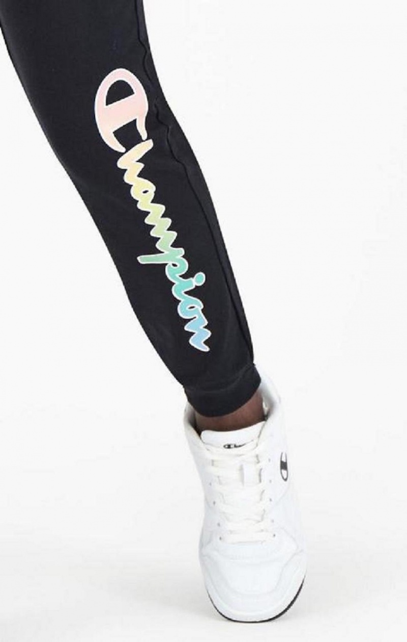 Champion Rainbow Script Logo Print Joggers Női Jogger Nadrág Fekete | 6528-QFICD