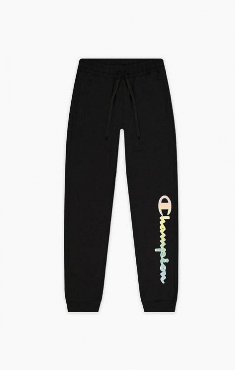 Champion Rainbow Script Logo Print Joggers Női Jogger Nadrág Fekete | 6528-QFICD