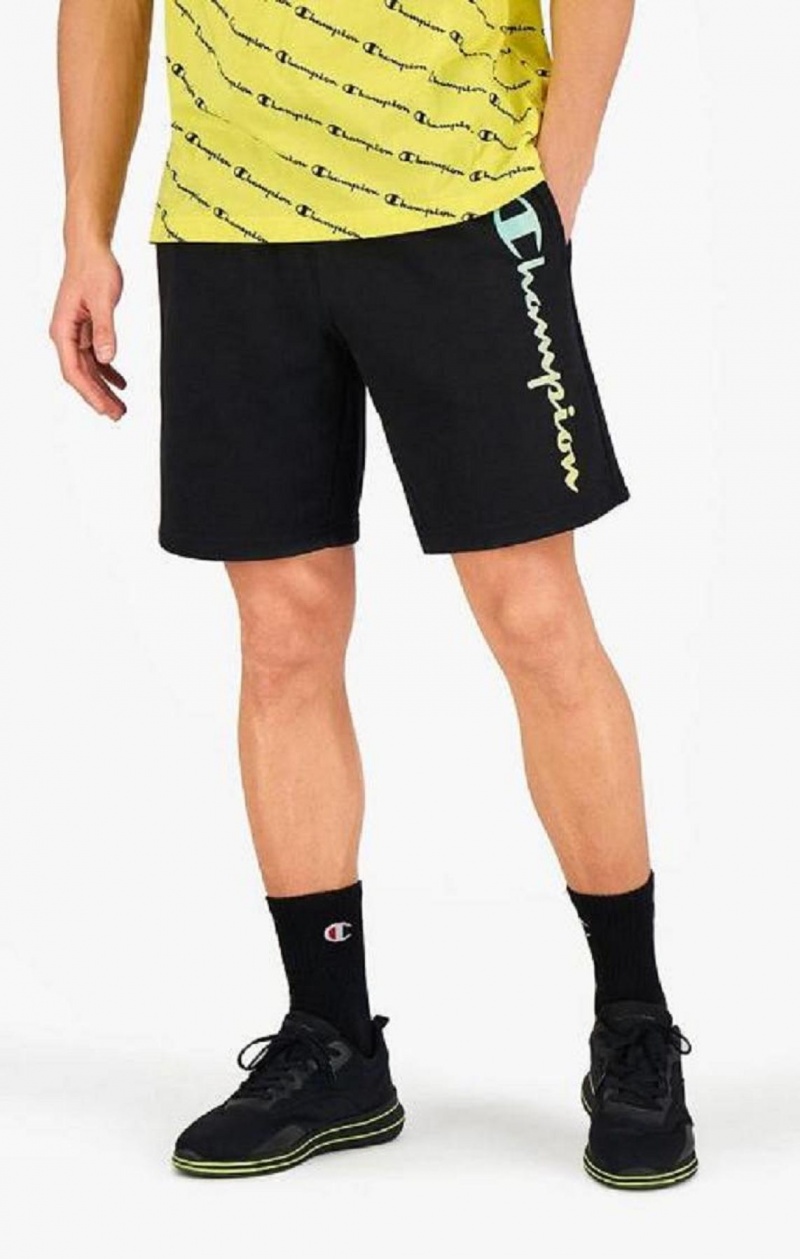 Champion Rainbow Script Logo Sweat Shorts Férfi Rövidnadrág Fekete | 2175-ZOWDP