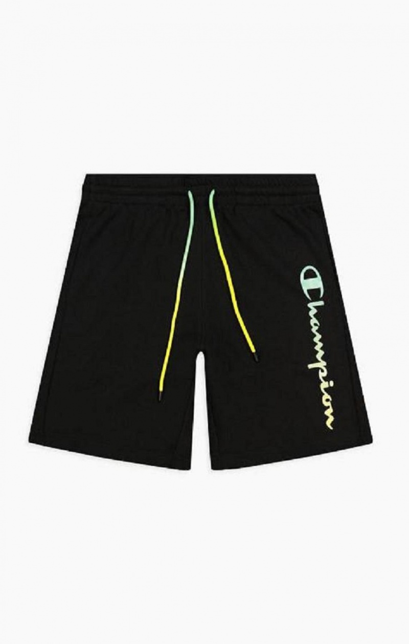 Champion Rainbow Script Logo Sweat Shorts Férfi Rövidnadrág Fekete | 2175-ZOWDP