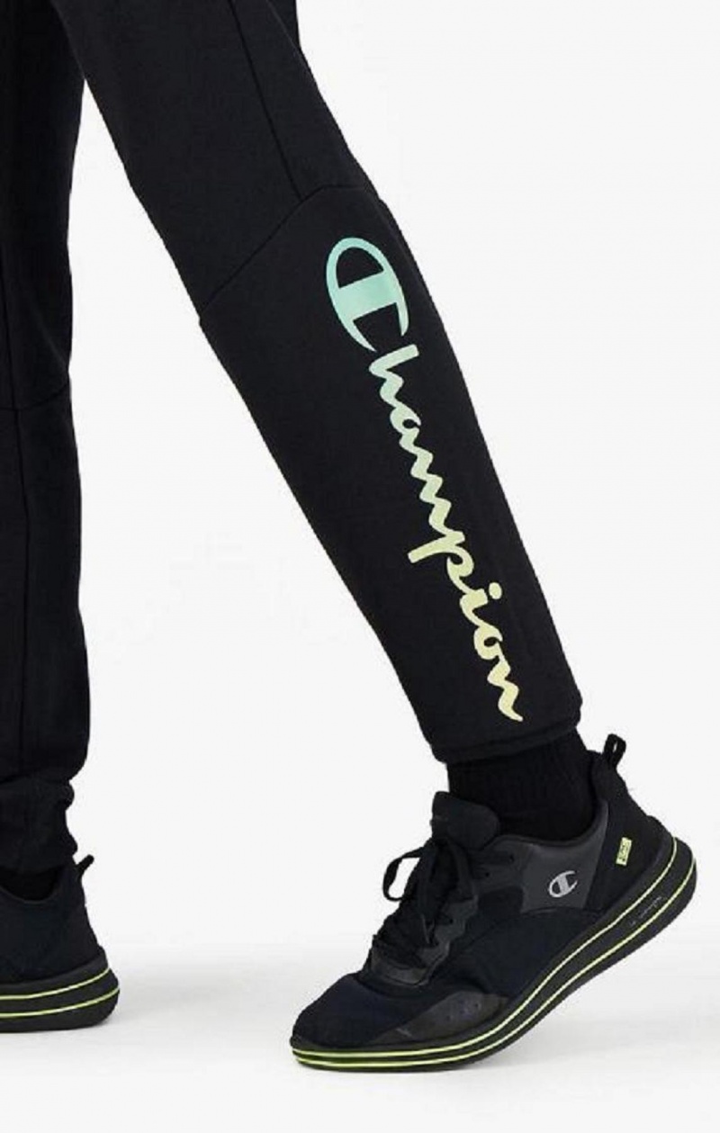 Champion Rainbow Script Logo Sweatpants Férfi Jogger Nadrág Fekete | 3068-ISBFM