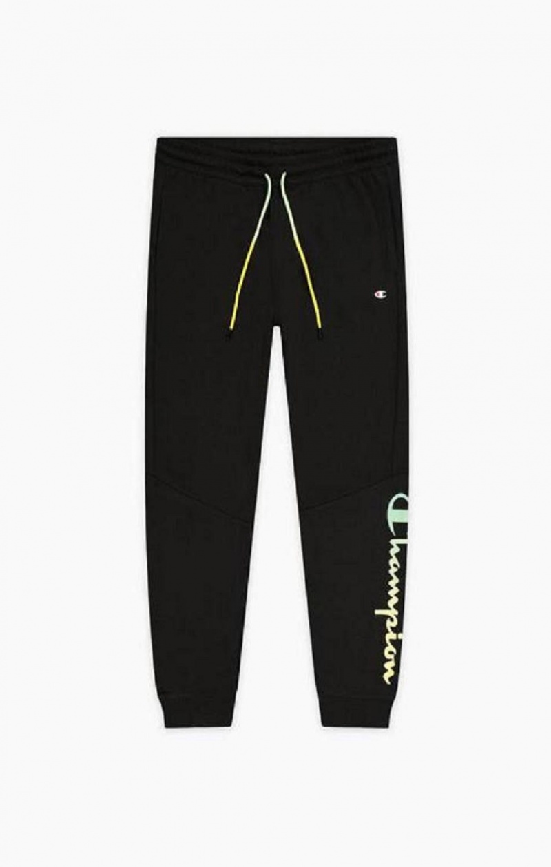 Champion Rainbow Script Logo Sweatpants Férfi Jogger Nadrág Fekete | 3068-ISBFM