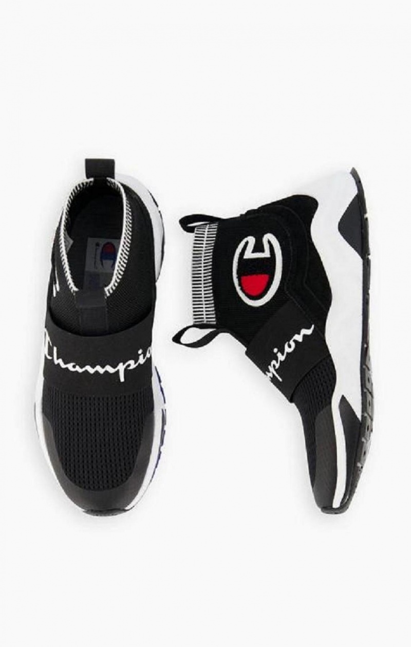 Champion Rally C Logo Sock Runner Trainers Férfi Edzőcipő Fekete | 7841-AXPDY