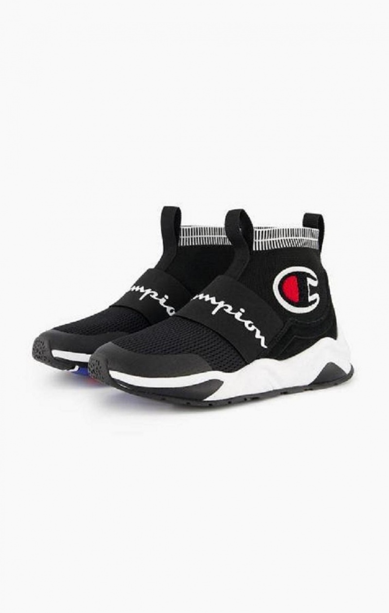 Champion Rally C Logo Sock Runner Trainers Férfi Edzőcipő Fekete | 7841-AXPDY