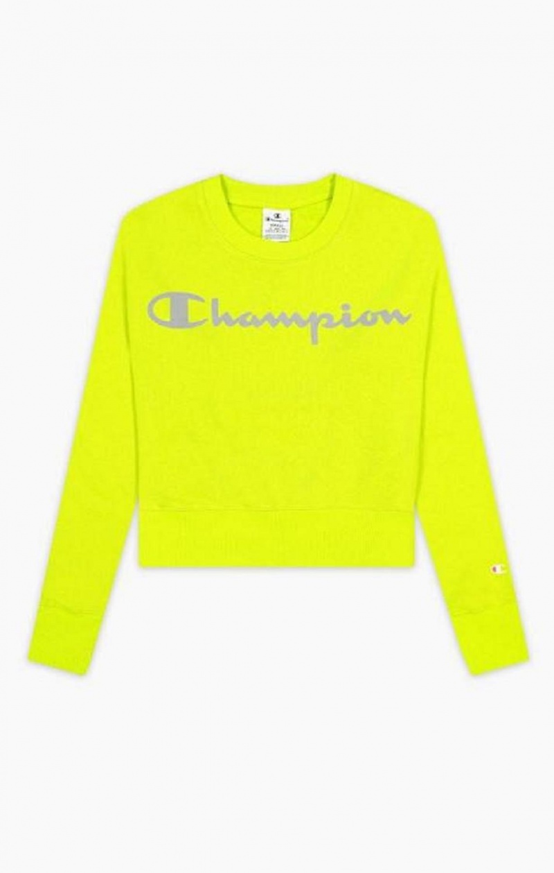 Champion Reflective Logo Fleece Sweatshirt Női Pulóverek Olivazöld Zöld | 6194-ZWYXQ