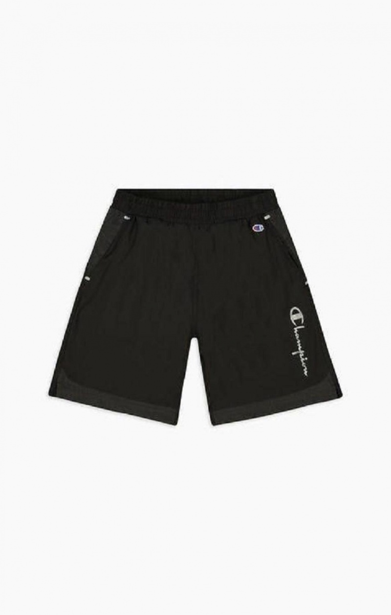 Champion Reflective Script Logo Shorts Férfi Rövidnadrág Fekete | 9758-YIWFP