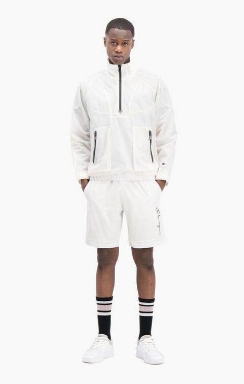 Champion Reflective Script Logo Zip-Up Pálya Jacket Férfi Kabát Fehér | 1609-QZXAS