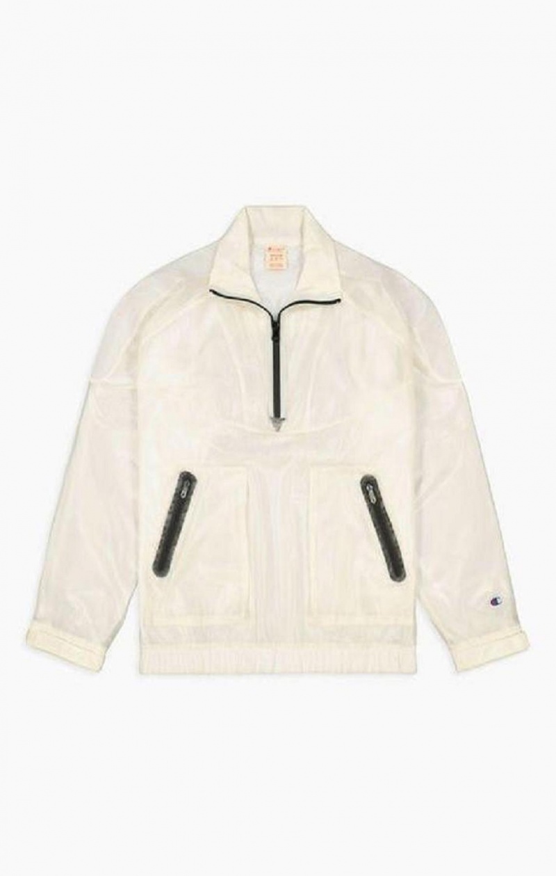 Champion Reflective Script Logo Zip-Up Pálya Jacket Férfi Kabát Fehér | 1609-QZXAS