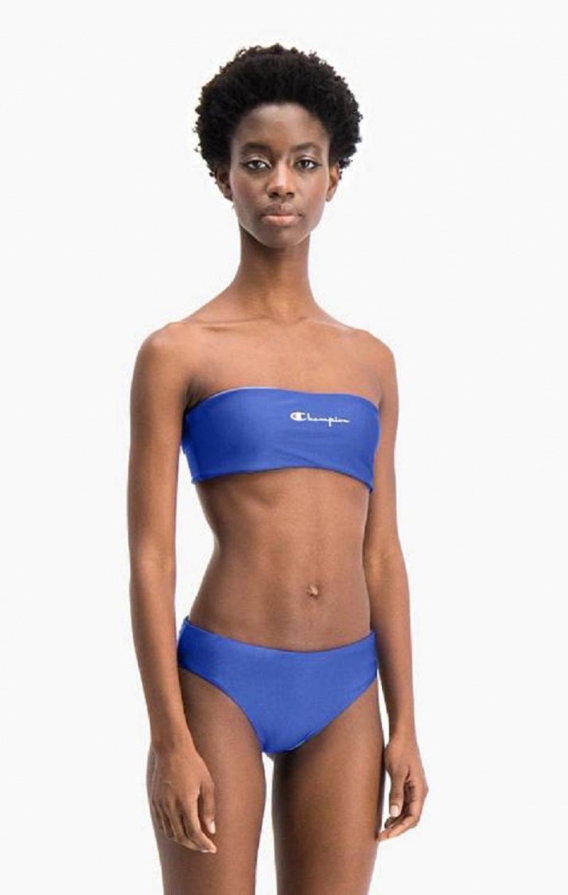 Champion Reversible Script Logo Bikini Top Női Fürdőruha Kék | 9302-AMHBZ