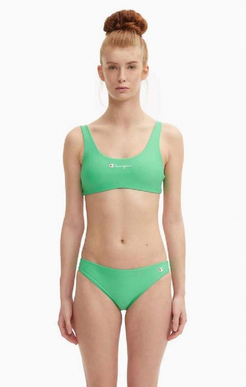 Champion Reversible Script Logo Bikini Top Női Fürdőruha Világos Zöld | 8390-OYRNI