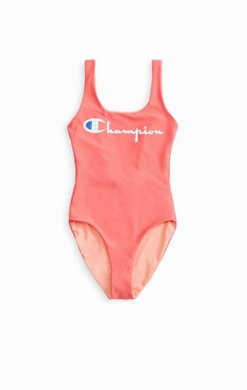 Champion Reversible Script Logo Swimsuit Női Fürdőruha Korall | 0176-FEOQA