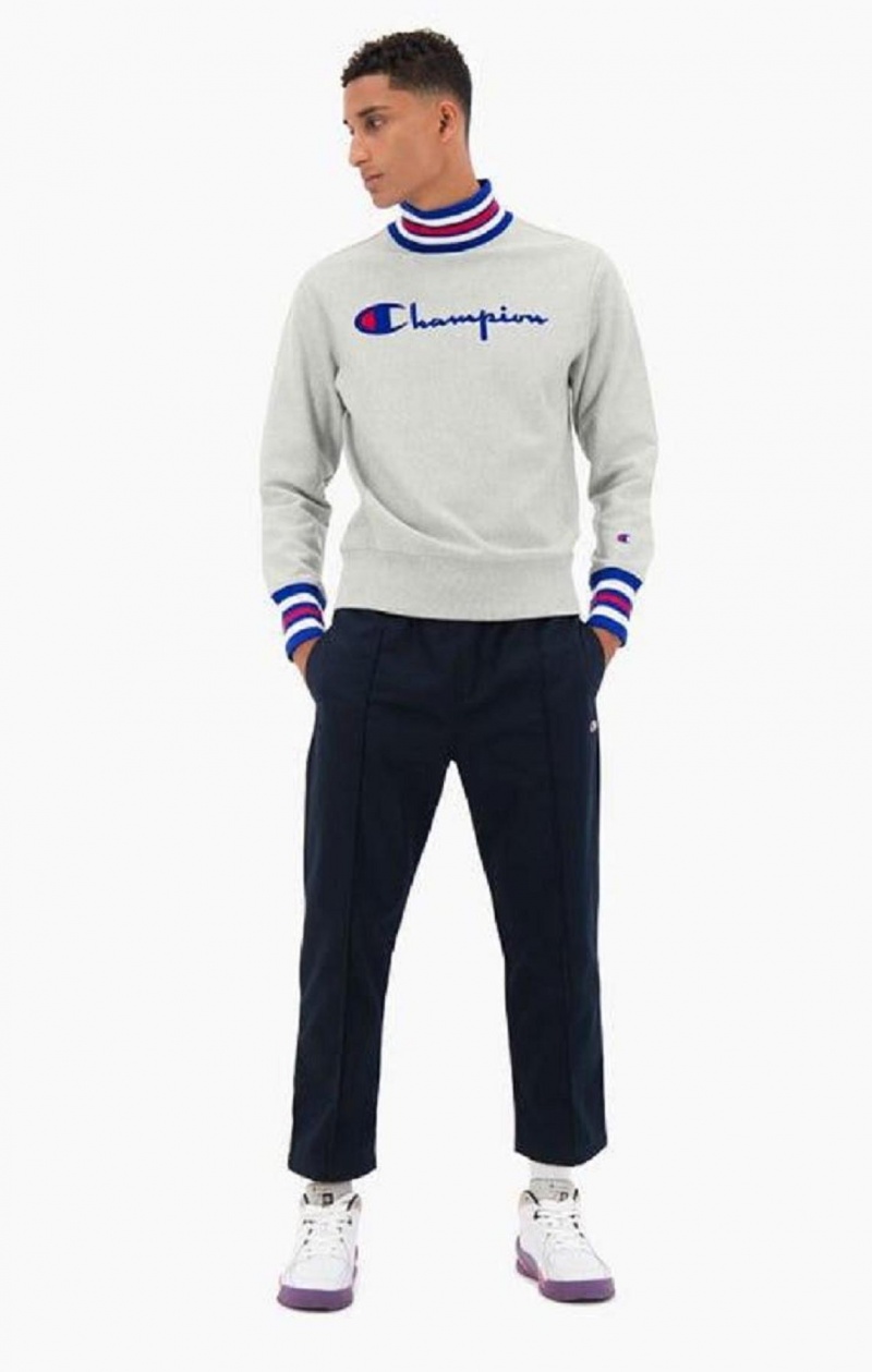 Champion Ringer Trim High Neck Reverse Weave Jumper Férfi Pulóverek Világos Szürke | 2674-HFPLG