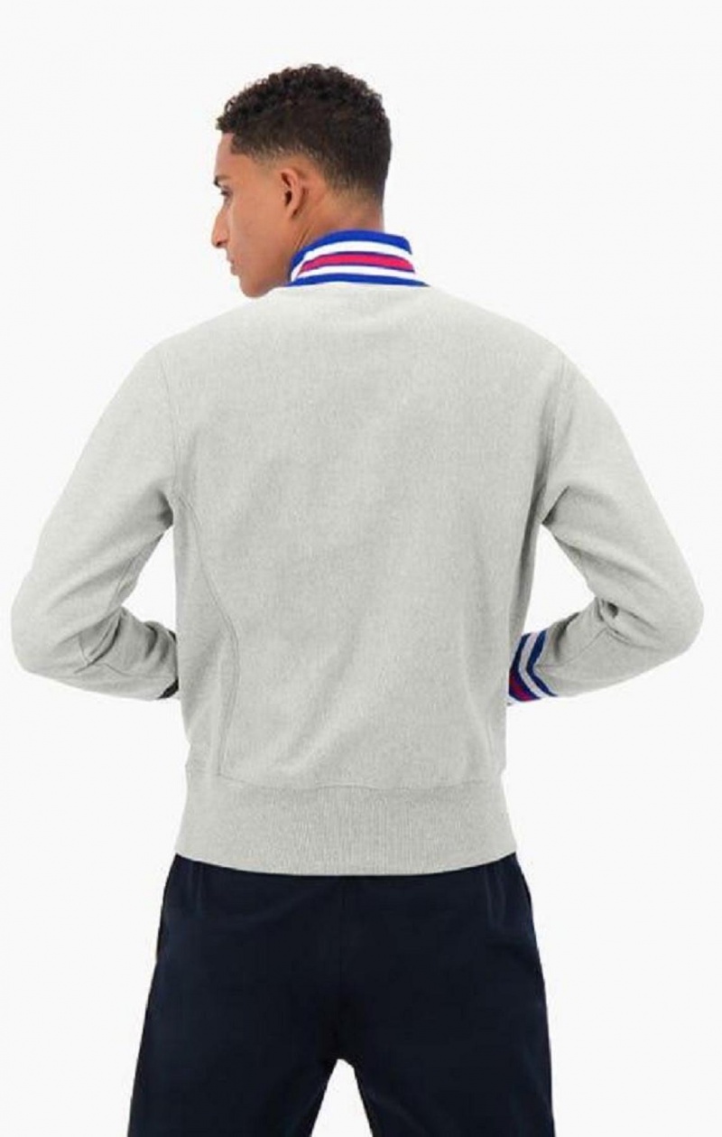 Champion Ringer Trim High Neck Reverse Weave Jumper Férfi Pulóverek Világos Szürke | 2674-HFPLG