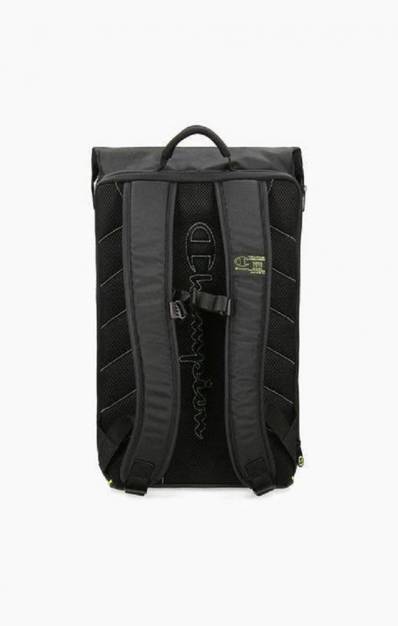 Champion Roll Top Neon Outline C Logo Backpack Férfi Táskák Fekete | 7546-MKGSN