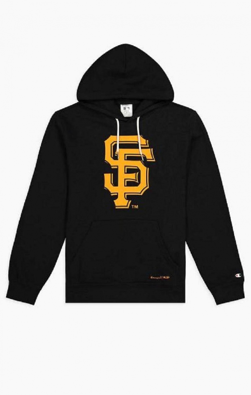 Champion San Francisco MLB Hoodie Férfi Kapucnis Pulóver Fekete | 1059-GKCVX