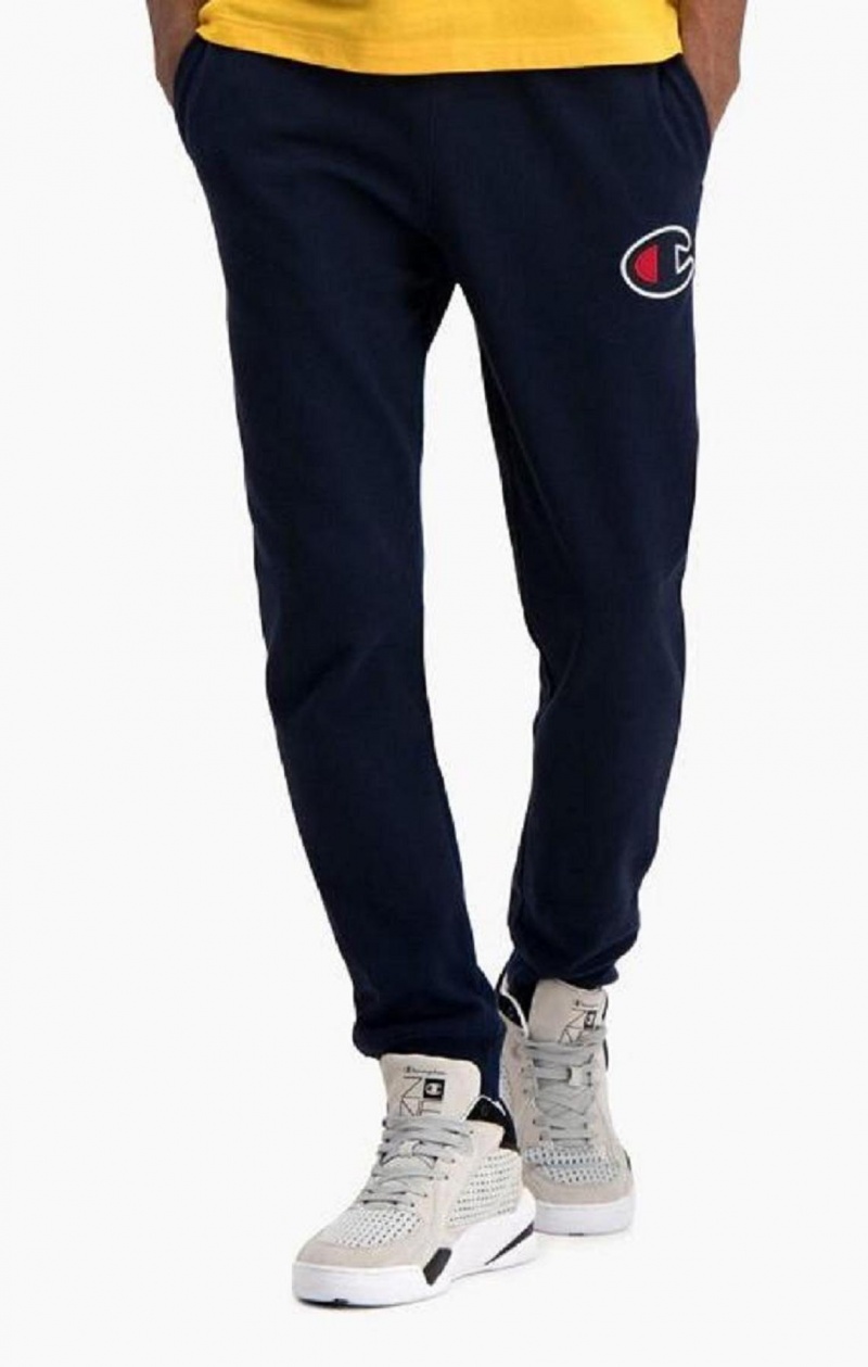 Champion Satin C Logo Pamut Terry Joggers Férfi Jogger Nadrág Sötéttürkiz | 5690-XPKVS