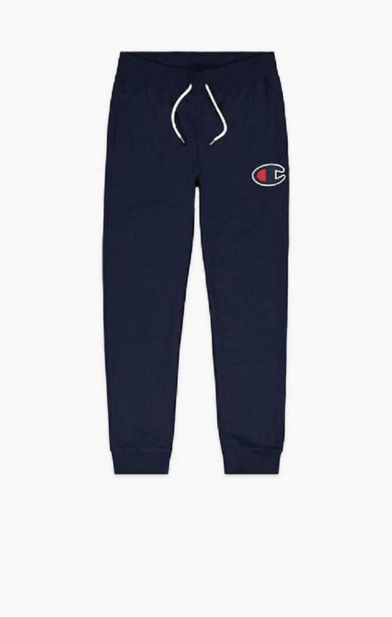 Champion Satin C Logo Pamut Terry Joggers Férfi Jogger Nadrág Sötéttürkiz | 5690-XPKVS