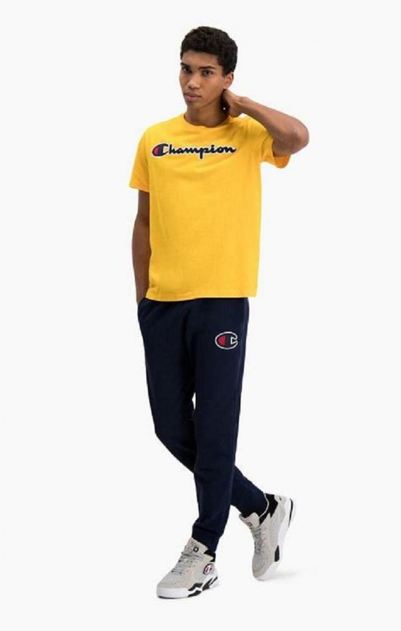 Champion Satin C Logo Pamut Terry Joggers Férfi Jogger Nadrág Sötéttürkiz | 5690-XPKVS