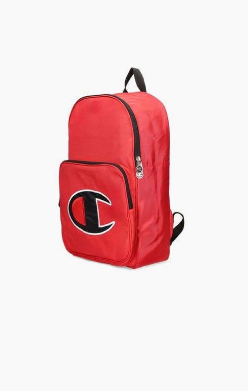 Champion Satin C Logo Patch Zipped Backpack Férfi Táskák Piros | 7051-HRFTB