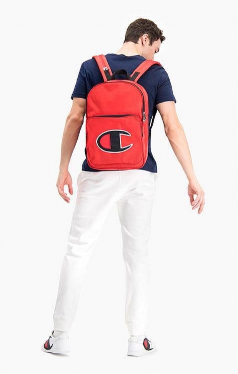 Champion Satin C Logo Patch Zipped Backpack Női Táskák Piros | 8561-ZKQGC