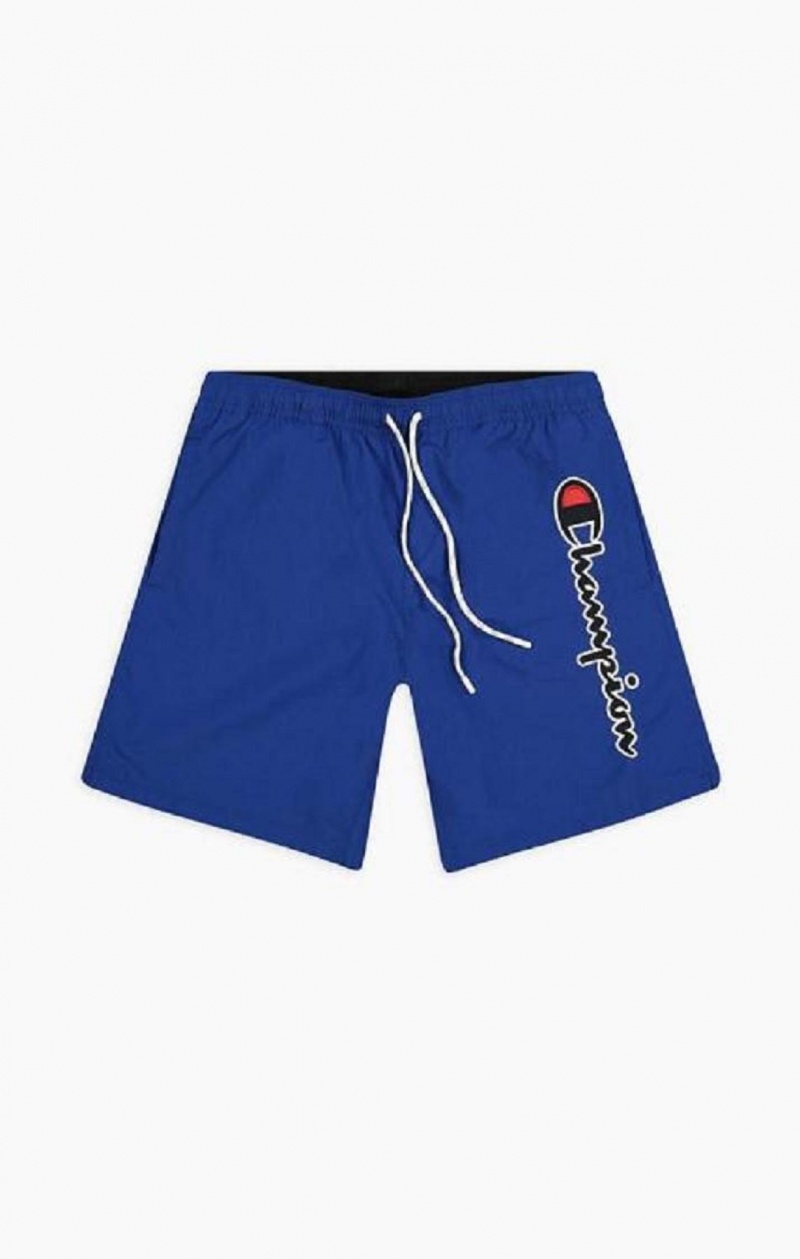 Champion Satin Script Logo Board Shorts Férfi Fürdőruha Kék | 6834-VAHUF