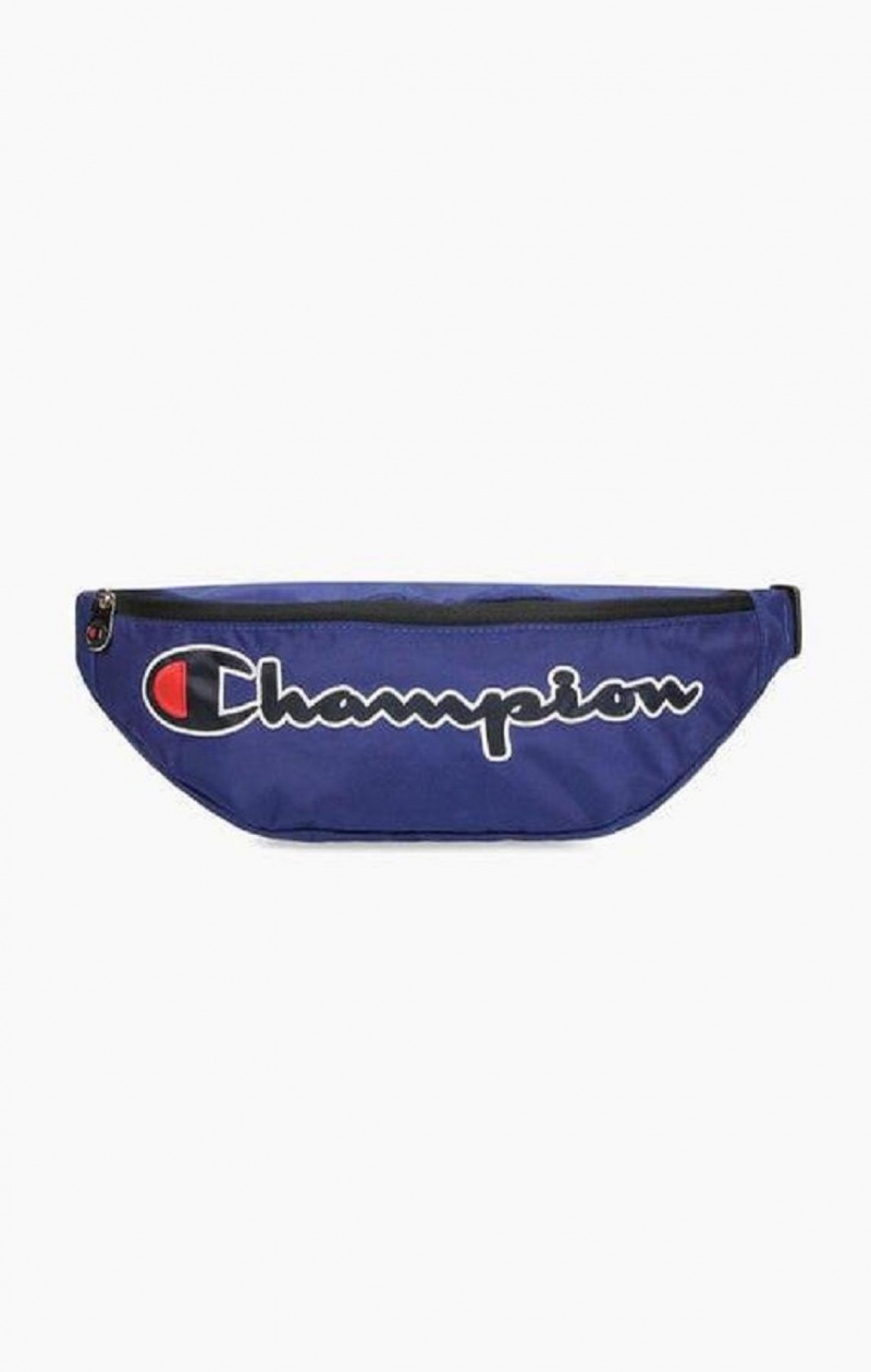 Champion Satin Script Logo Patch Belt Bag Férfi Táskák Kék | 0375-FRQTI