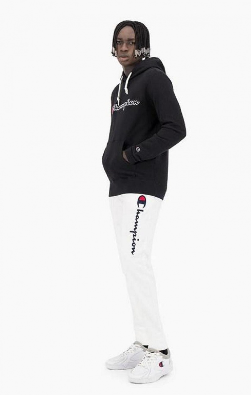 Champion Satin Stitch Script Logo Fleece Joggers Férfi Jogger Nadrág Fehér | 6279-CEZKG