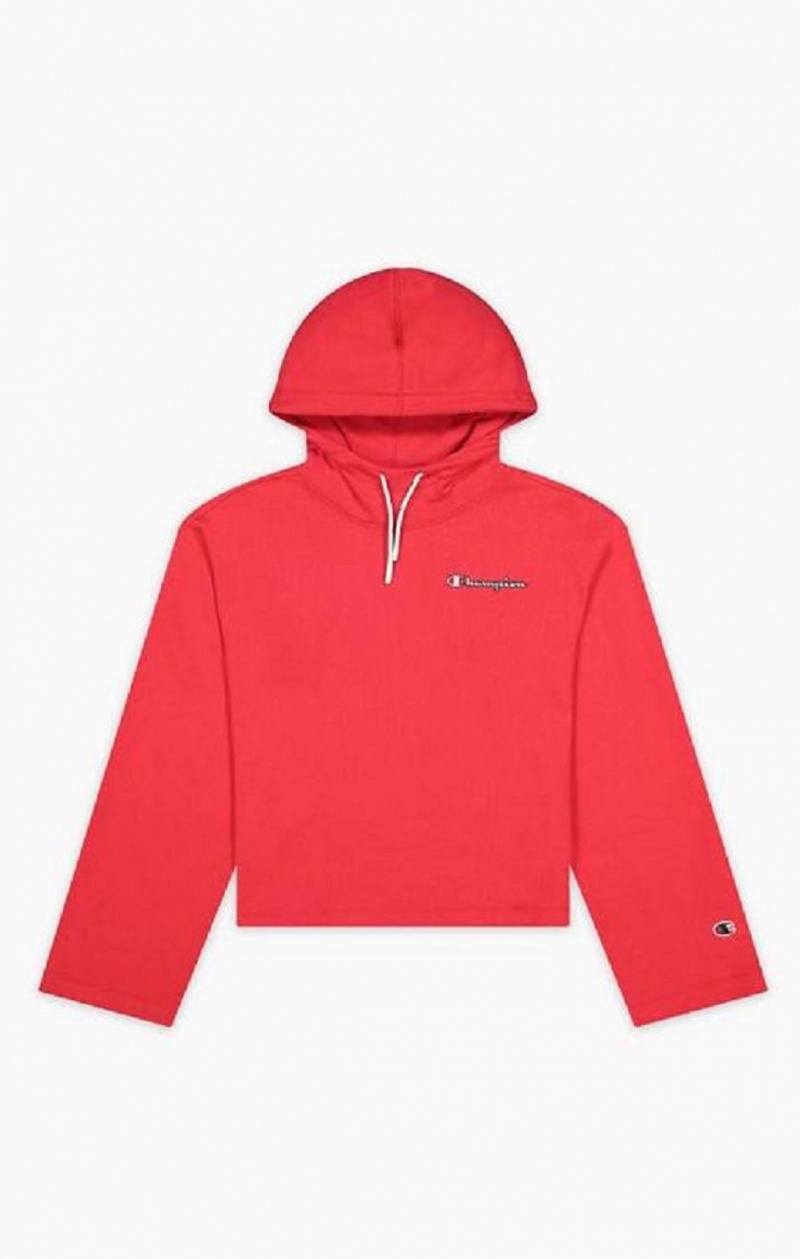 Champion Satin Stitch Script Logo Hoodie Női Kapucnis Pulóver Piros | 8357-FITRW